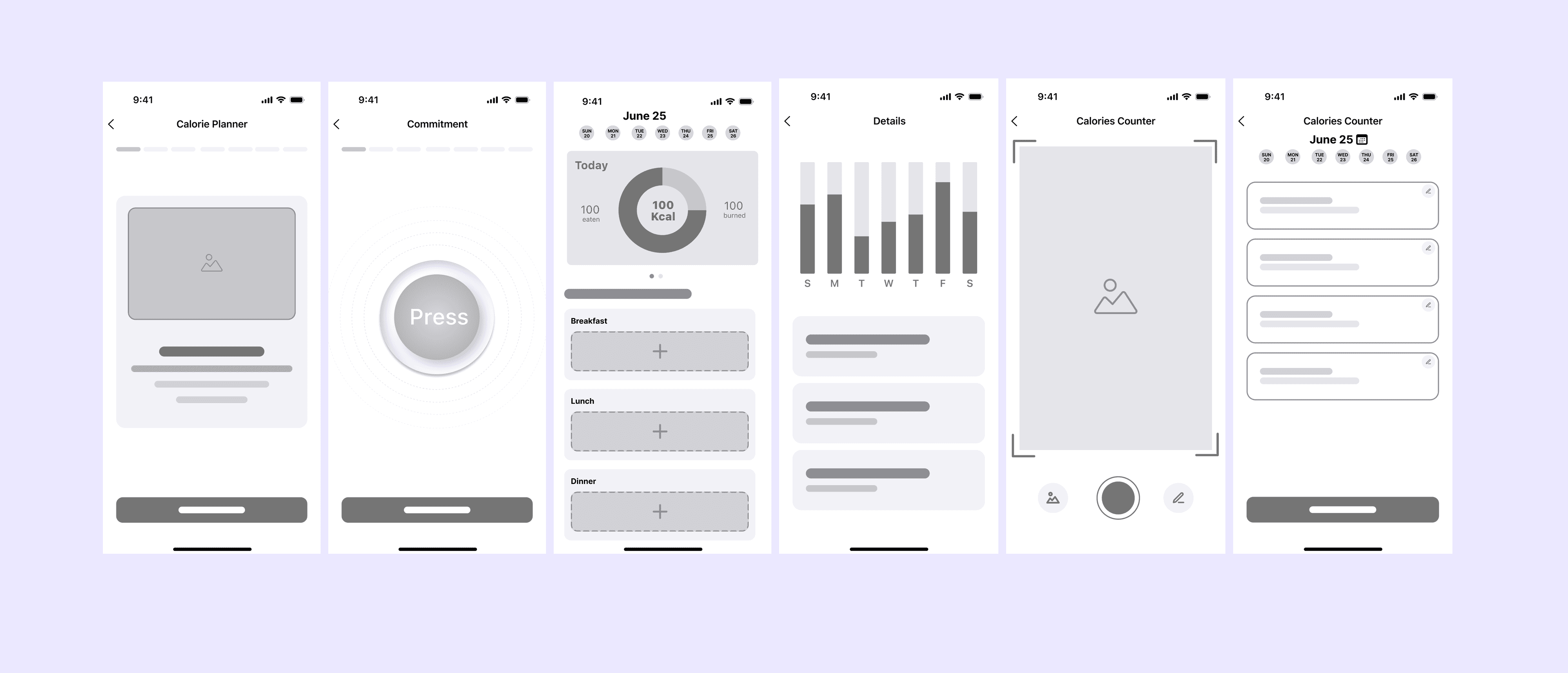 Low-fidelity wireframes