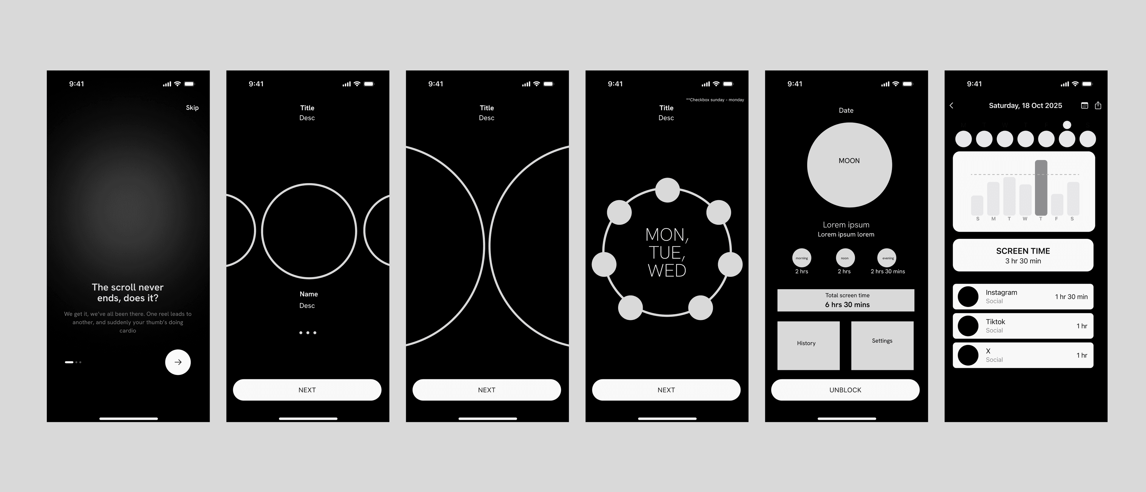 Low-fidelity wireframes